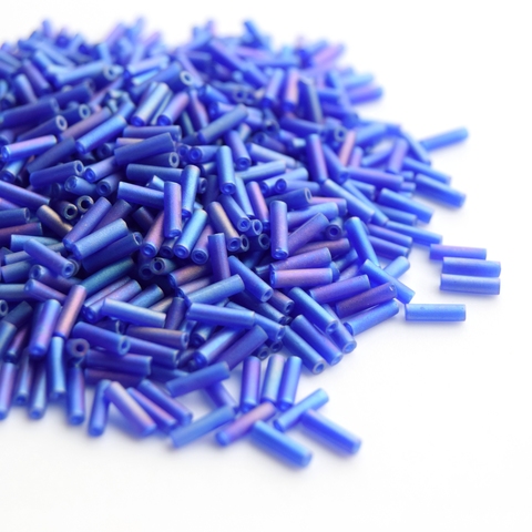 Стеклярус 6мм Миюки, 0151FR Matted Transparent Cobalt AB