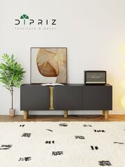 Тумба под телевизор Ола, 150 см, на деревянных ножках, графит