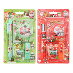 
          Канцелярский набор Basir с цветным текстовыделителем, 6-ти цветной ручкой, скотчем и блокнотом, серия "Новогодние", ассорти, 19.5*11.5 см