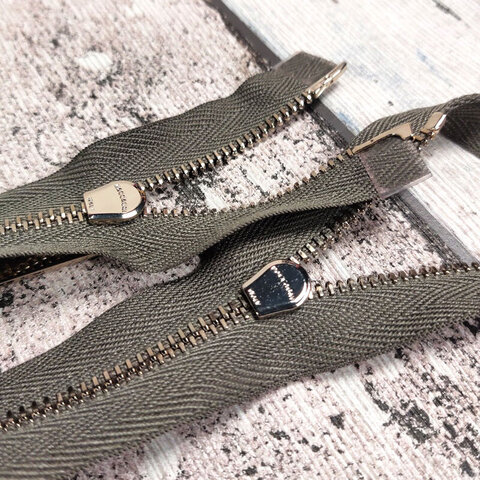 Молния разъемная металлическая с двумя замками RACCAGNI 90 см зеленый защитный