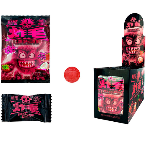 Трехслойные суперкислые конфеты с клубничным вкусом ShunLong (SHL1013) 1кор*12бл*20шт, 22гр