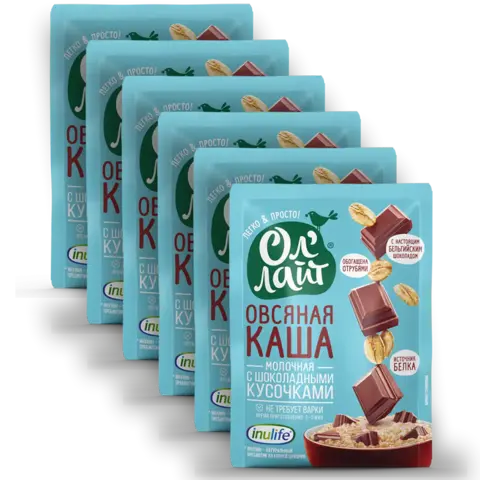Молочная овсяная каша с шоколадными кусочками 'Ол'лайт', 240г 🔸 6 шт х 40г