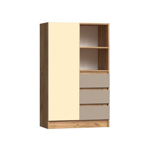 Челси Color Шкаф комбинированный (Слоновая кость/Глиняный серый, Дуб крафт)