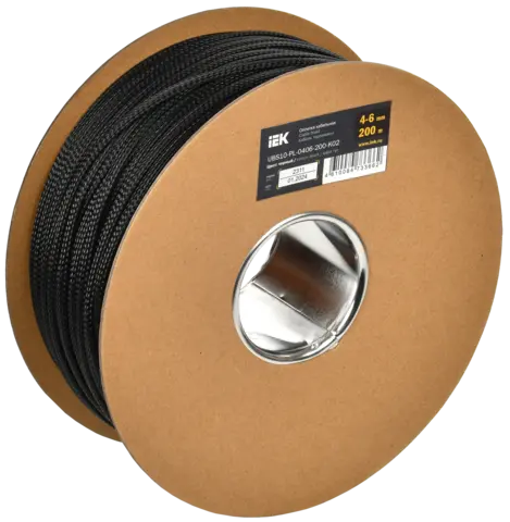 Оплетка кабельная 4-6мм полиэстер 200м черная IEK