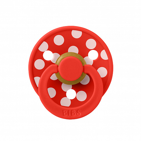 Пустышка латексная  BIBS Studio - Polka - Candy Apple/Blossom, 6-18 месяцев