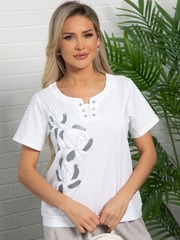 Блуза Дикки (белый/розы) Б15834-4М LT Collection