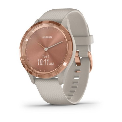 Garmin Vivomove 3s - Rose Gold Stainless Steel Bezel with Light Sand Case and Silicone Band