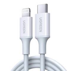 Кабель UGREEN USB-C to Lightning M/M Cable Rubber Shell, 1 м, белый US171