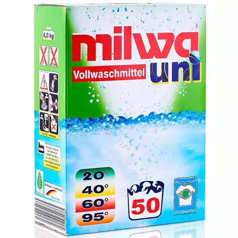 Milwa Стиральный порошок UNI (4 кг), универсальный, для цветных и светлых тканей, 50 стирок