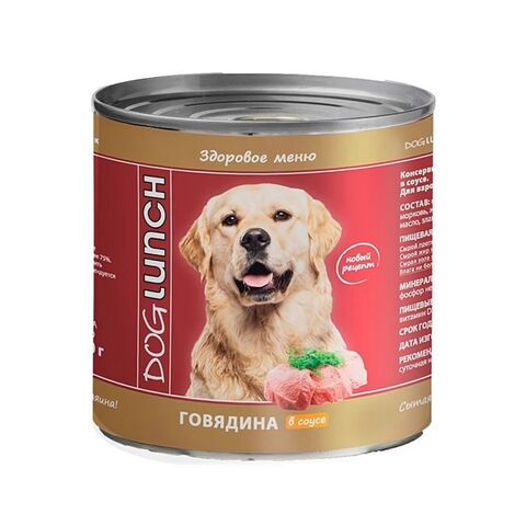ДОГ ЛАНЧ консервы для собак (говядина в соусе) 750г