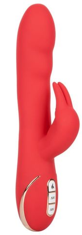 Красный вибромассажер-кролик с функцией нагрева Heated Silicone Ultra-Soft Rabbit - 21,5 см. - California Exotic Novelties Jack Rabbits SE-0609-50-3