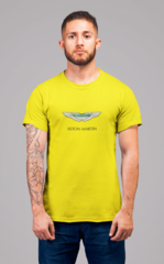 Мужская футболка с принтом Астон Мартин (Aston Martin) желтая 002