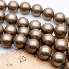 "Майорка" бусины, цвет золотисто-бронзовый, диаметр около 10,1-10,2 мм, цена за 10 шт (1/4 нити)