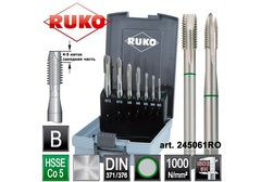 Набор метчиков машинных M3 -M12 HSSE DIN371/376 (B/4-5P) 7пр Ruko 245061RO