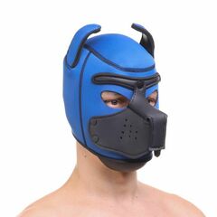 Синяя неопреновая БДСМ-маска Puppy Play - 
