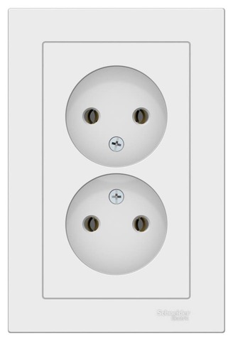 Розетка двойная без заземления, 16А, в сборе. Цвет Лотос. Schneider Electric AtlasDesign. ATN001320