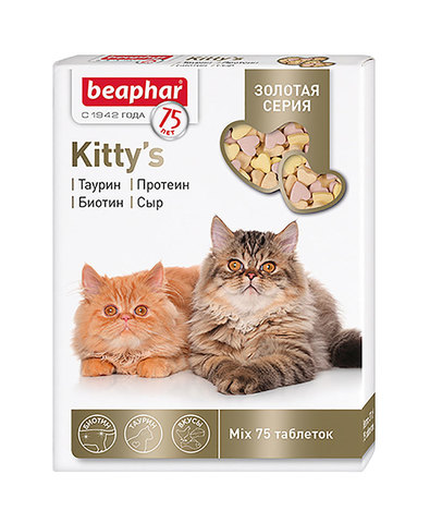 Beaphar kitty's mix золотая серия витамины для кошек и котят (75таб)