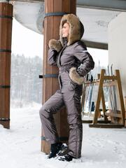 Premium Бронзовый металлик Комбинезон женский зимний