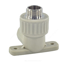 Угольник PP-R комбинированный серый Дн 20х1/2" НР с креплением VALFEX 10121020Г