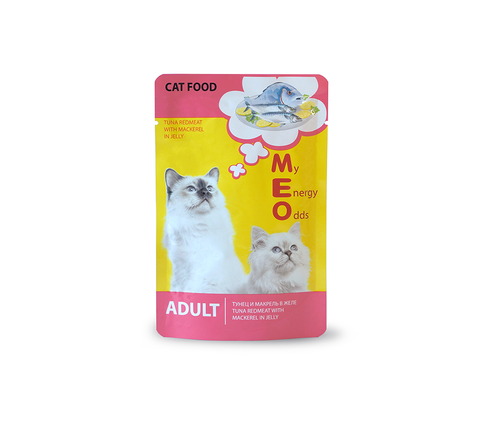 Ме-О Adult пауч для кошек №4 (тунец и макрель) в желе 80г