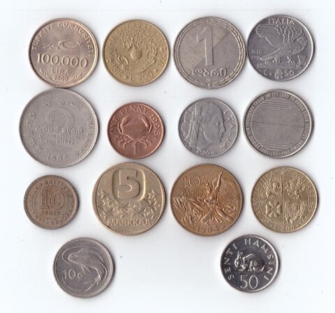 Набор иностранных монет 14 шт