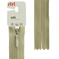 Молния потайная неразъемная (пластик) (Riri, Ткань/пластик, Бежево-зеленая тесьма 30746, 22)