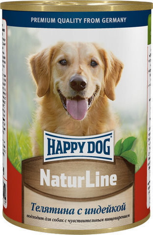 купить Happy Dog NaturLine Телятина с индейкой консервы (рубленый фарш) для взрослых собак 400 гр