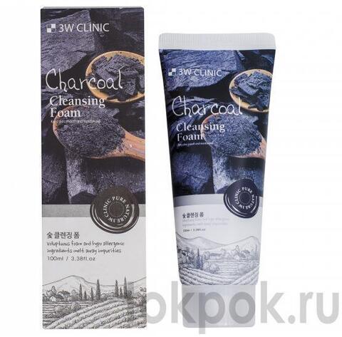 Пенка для умывания с натуральным углем 3W Clinic Charcoal Cleansing Foam, 100 мл