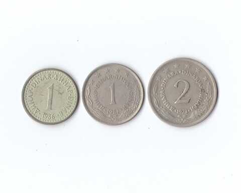 Набор монет. Югославия 3 шт. 1973, 81, 86 гг. 1,2 динара. XF