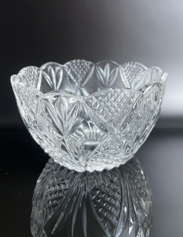 Хрустальный салатник винтаж , алмазная грань, СССР 1960-1990 гг