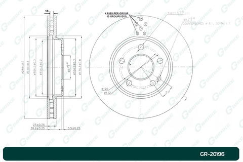 Диск тормозной G-brake  GR-20196