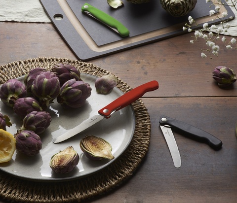 Нож кухонный складной Victorinox Classic, 110 mm, Wavy Edge, Orange (6.7836.F9B)