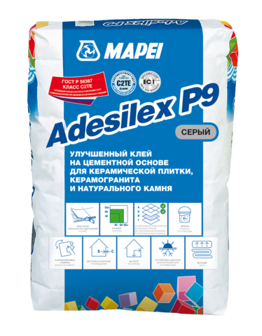 Mapei Adesilex P9/Мапей Адесилекс П9 цементный клей  для керамической плитки класса С2ТЕ