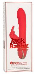 Красный вибромассажер-кролик с функцией нагрева Heated Silicone Ultra-Soft Rabbit - 21,5 см. - 