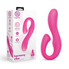 Розовый вибромассажер с клиторальным отростком Harmony Vibe - 16,8 см. - 