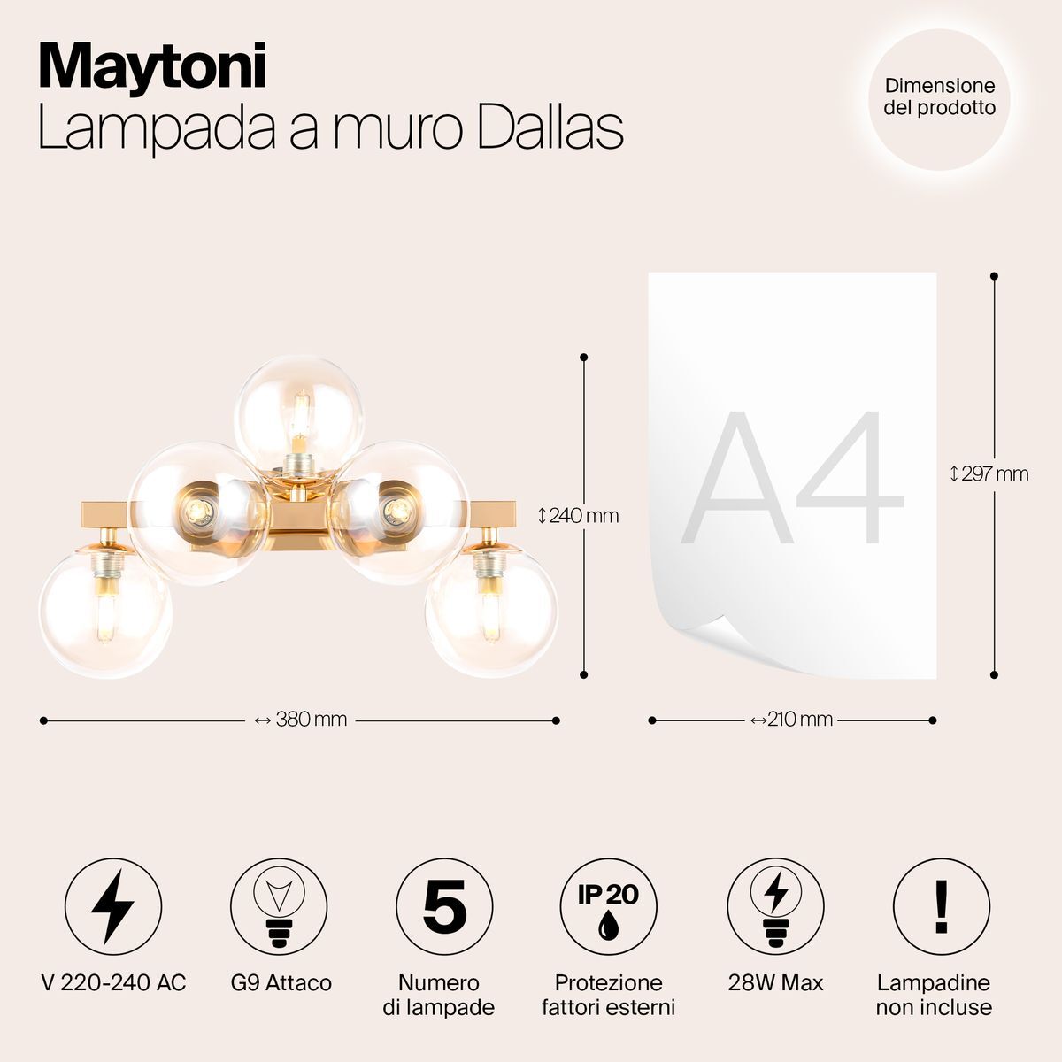 Бра Maytoni Dallas MOD547WL-05G