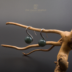 Серьги Perlus. Нефрит морская волна