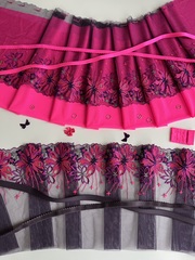 Вышивка на сетке фиолетовая/неон 24 см (левая)