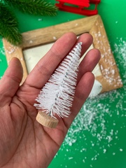 Елочки мини искусственные декоративные на подставке, Белые, 8,5 см, набор 3 шт.