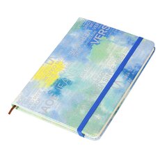 
          Записная книжка, А7, Alingar, 7БЦ, ПВХ (печать на мокром шелке), на резинке, клетка, 96 л., "Трендовые надписи", синий