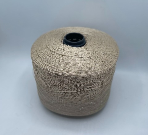 Бобинная пряжа (пр.Италия),Linette Pailletes, 450/100гр, 80% Лен, 20% Полиэстер(пайетка), цвет-Овес+пайетка. арт.36761