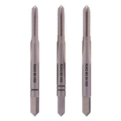 Метчик М 3,0х0,5 (Комплект 3шт) DIN352 HSS-G 6h 40мм a=2,7 Ruko 230030