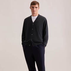 Кардиган мужской Seidensticker 01.845576-34 тёмно-серый на пуговицах из шерсти Мерино