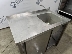 Мойка односекционная 1000х600х850 из нержавеющей стали с рабочей поверхностью