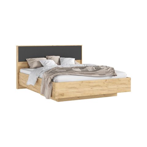 С/Г Марвэл Кровать парящая 1,6м с ПМ (Браш Графит/Дуб Крафт, Дуб Крафт)