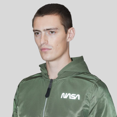 Бомбер Alpha Industries L-2B Hooded NASA II Sage Green (Зеленый)