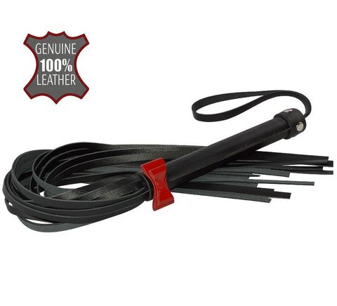 Черная многохвостовая плеть с красным бантиком - 55 см. - Sitabella BDSM accessories 3018-1