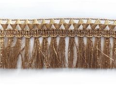 Бахрома-щётка  Люкс металлизированная люрекс 4,3см золото