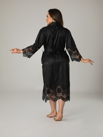 Женский шелковый халат 15055 черный NUSA Турция