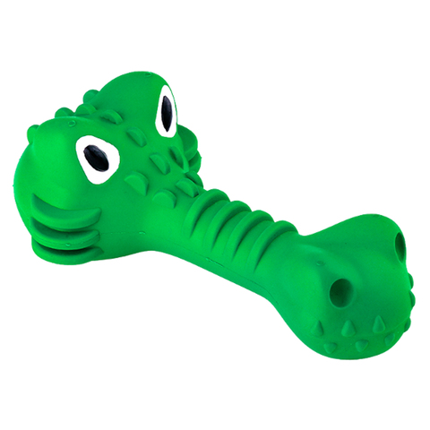 Mr.Kranch игрушка для собак Крокодил с пищалкой зеленая с ароматом курицы 18 см